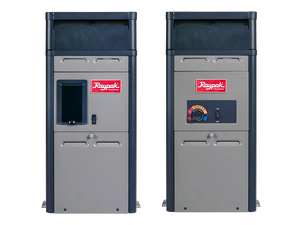 Raypak 106A and 156A above ground pool heaters side by side for size comparison