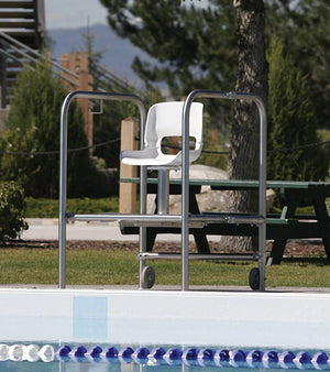 Spectrum Aquatics Torrey II 36 inch lifeguard chair — poolside view