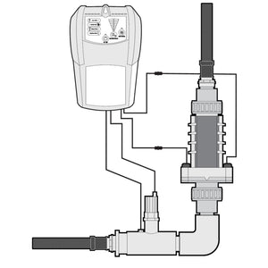 Solaxx Saltron Reliant AIG install schematic with the cell plumbed into the return line