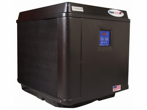 AquaComfort ACT-1750 pool heat pump, left three-quarter view with the control display panel
