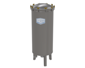 Harmsco BetterFilter BF600 stainless commercial cartridge pool filter, front three-quarter view