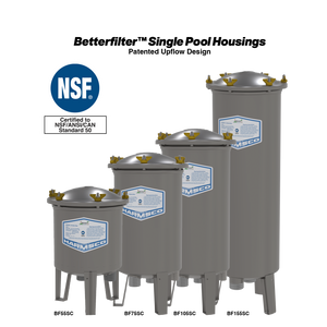 Harmsco BetterFilter single pool housings BF55SC to BF155SC side by side