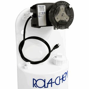 15 Gallon Chemical Tank with Pro Series 300 Metering Pump — the metering pump mounted on the tank lid, view 7