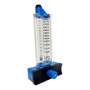 2-1/2" PVC Pool Flowmeter — the meter body with its saddle mounting block fitted