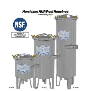 Harmsco Hurricane HUR 40, 90 and 170 pool filter housings side by side