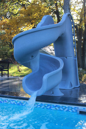 Global Pool Products Tsunami pool slide – ladder and spiral flume