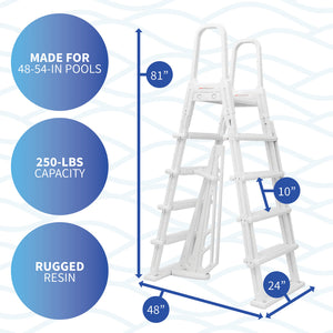 Blue Wave A-Frame Flip Up Ladder - dimensions 81 in high, 48 in deep, 24 in wide, 10 in step rise