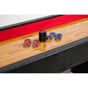 Hathaway Avenger 9-ft Shuffleboard Table - Black Finish Game Room Table — shown from the opposite side