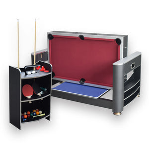 Hathaway Triple Threat 6-ft Air Hockey 3-in-1 Rotating Multi-Game Table and Cabinet Game Room Table