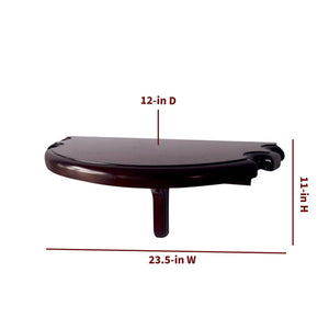 Hathaway Half Moon Wall Shelf, Mahogany - 23.5 in wide, 12 in deep and 11 in high
