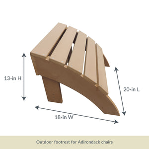 Island Retreat Adirondack Ottoman - 18 in wide, 20 in long and 13 in high footrest