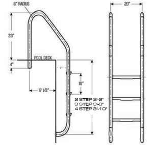 Global Pool Products Classic pool ladder dimension drawing
