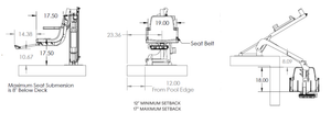 Global Pool Products C-375 pool lift dimension drawing – 12-17 in. setback