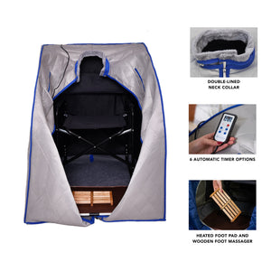 HeatWave Spirit Portable Sauna - double-lined neck collar, six timer settings, heated foot pad