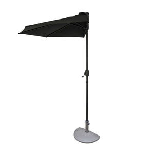 Island Umbrella Lanai 9-ft Half Umbrella in Polyester Patio Furniture & Umbrella — Black / Polyester