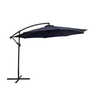 Island Umbrella Captiva 10-ft Octagonal Cantilever Umbrella with Base - Breez-Tex Canopy Patio — Navy Blue / Breez-Tex
