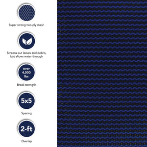 Arctic Armor 18-Year Mesh In-Ground Pool Safety Cover with Step Section - Blue Pool — dimension and specification diagram
