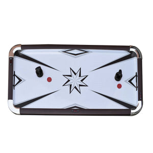 Hathaway Midtown II Air Hockey Table - playfield from above with both strikers and pucks