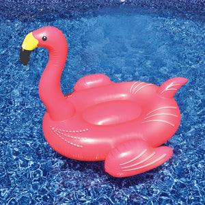 Swimline Giant Pink Flamingo Float - float alone on the water showing the seat well and tail