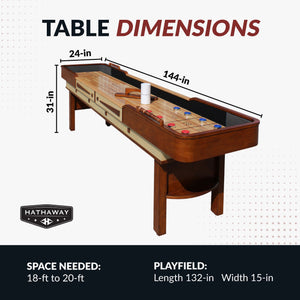 Blue Wave Merlot Shuffleboard Table Game Room Table — dimension and specification diagram (1)