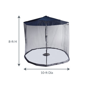 Island Umbrella Bug Screen - 10 ft across and 8 ft high when hung from an open umbrella