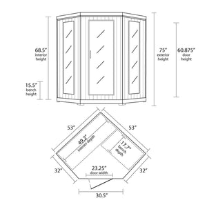 HeatWave Sante Fe Sauna Sauna & Spa — dimension and specification diagram