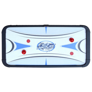 Hathaway Face-Off Air Hockey Table - playfield from above with four red pucks in place