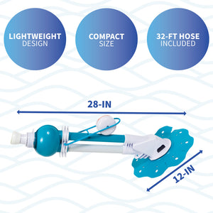 Blue Wave HurriClean Pool Cleaner - 28 in long by 12 in across the foot; 32-ft hose included