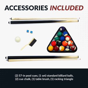 Hathaway Excalibur 7-ft Pool Table - Driftwood Finish with Blue Felt Game Room — dimension and specification diagram (1)