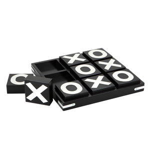 Hathaway Vintage Tic-Tac-Toe Set - board with two tiles lifted out, showing the recessed grid