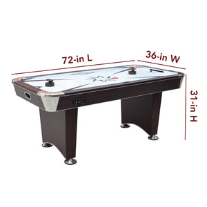Hathaway Midtown II 6-ft Air Hockey Table with LED Scoring - Dark Cherry Finish Game — dimension and specification diagram