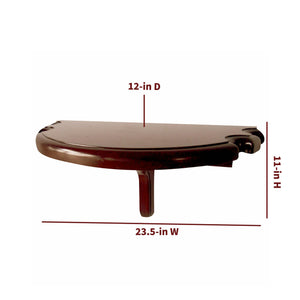 Hathaway Half Moon Wall Shelf, Mahogany - shown from the front with the support bracket below