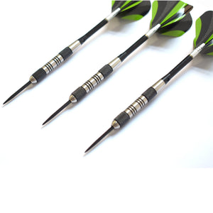 Hathaway Dublin Steel Tip Darts - three darts laid out with knurled tungsten barrels