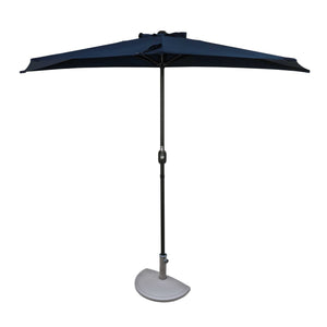 Island Umbrella Lanai 9-ft Half Umbrella in Polyester Patio Furniture & Umbrella — Navy Blue / Polyester