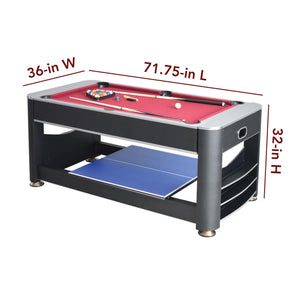 Hathaway Triple Threat Multi-Game Table - 71.75 in long, 36 in wide and 32 in high