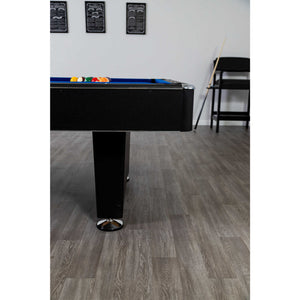 Hathaway Hustler Pool Table - table corner and leg in a games room with balls racked on blue felt