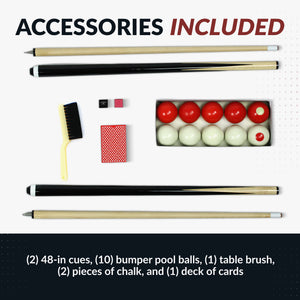 Hathaway Renegade II Bumper Pool Table - included: two 48-in cues, ten balls, brush, chalk, cards