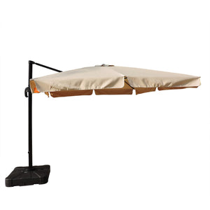 Island Umbrella Santorini 10-ft Square Cantilever Umbrella in Sunbrella Acrylic Patio Furniture & Umbrella — Valance / Beige