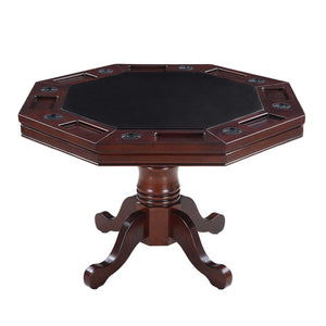 Hathaway Kingston Poker Table Set, Walnut - poker top with cup holders and chip trays