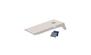 Ledge Lounger Cornhole Toss — cloud resin boards, angled view