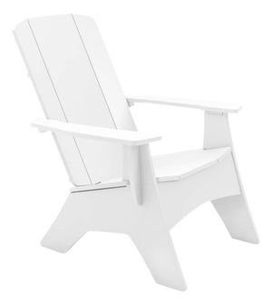 Ledge Lounger Mainstay Adirondack chair — white resin adirondack chair, front view