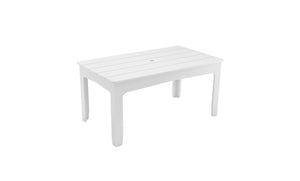 Ledge Lounger Mainstay dining table — rectangular top, angled view