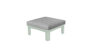 Ledge Lounger Mainstay Sectional Relaxed ottoman — sage green colourway, angled view
