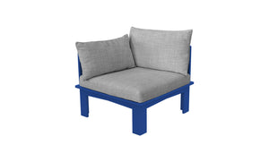 Ledge Lounger Mainstay Sectional Relaxed right arm piece — navy colourway, angled view