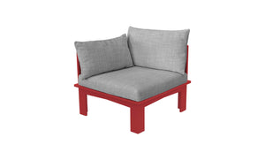 Ledge Lounger Mainstay Sectional Relaxed right arm piece — red colourway, angled view