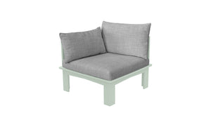 Ledge Lounger Mainstay Sectional Relaxed right arm piece — sage green colourway, angled view