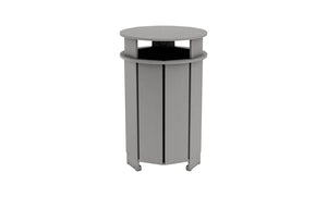 Ledge Lounger Mainstay round trash bin — gray colourway, front view