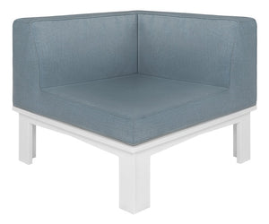 Ledge Lounger Mainstay Sectional corner piece — white outdoor sectional corner piece, angled view