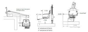 Global Pool Products Legend L-350R2 pool lift dimension drawing
