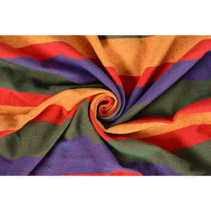 Island Retreat Tropical Hammock - macro of the woven rainbow stripe polyester fabric